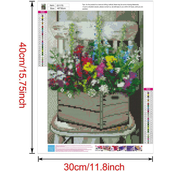 (30 × 40 cm, Blomma J) DIY Diamantmålning, Blommor 5d Diamant P