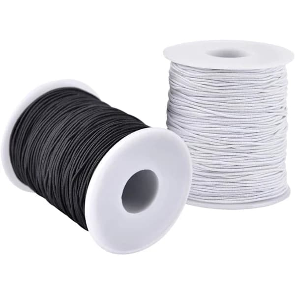 Elastisk tråd til armbånd, 2 ruller 1 mm Robust elastisk tråd til smykkefremstilling, halskæder, perler sort og hvid Black and White