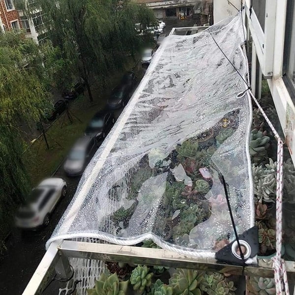 1 x Vattentät Transparent Presenning, Vattentät Genomskinlig Presenning med Genomföringar, (1x3m)