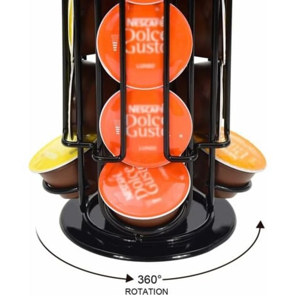 TS-Kapselholder til 32 Dolce Gusto kapsler, holder til opbevaring af kaffekapsler, skridsikker base, roterbar, sort