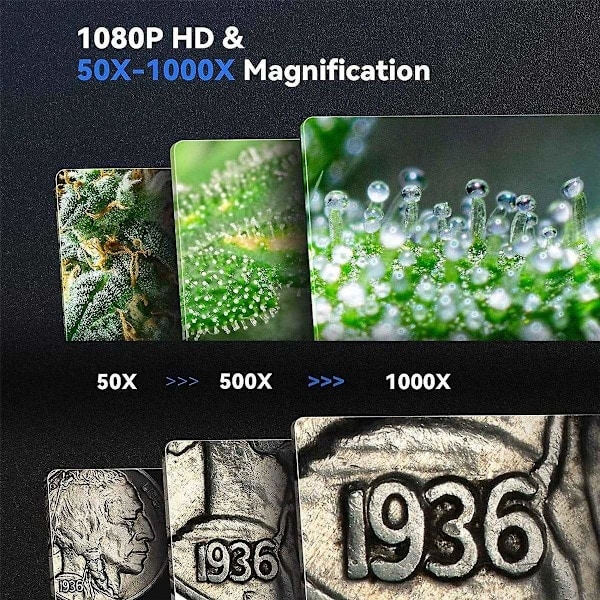 Trådløst Digitalt Mikroskop 1000X 1080P HD WiFi Bærbart Håndholdt USB Mini Mikroskop Kamera Magnif-Perfet