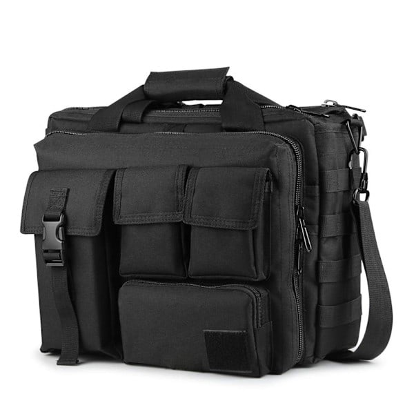 Multifunktionell herr nylon axelväska laptop messenger väska handväskor laptopväska skolväska stor nog för 15,6 \" laptop/kamera (svart)