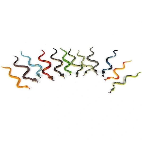 Plastlekeorm, 12 stk, flerfarget