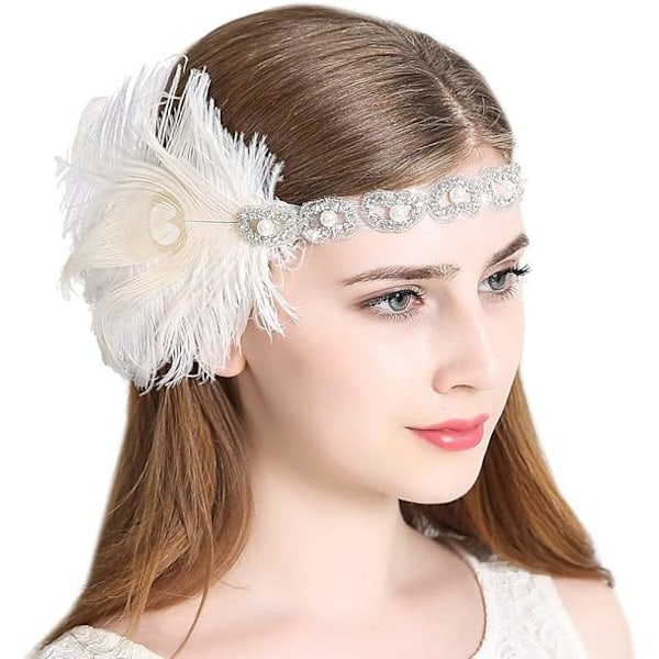 Hårband 1920-tal Huvudsmycke Retro Ryta 20-tals Accessoarer för Maskerad (Vit){HH}