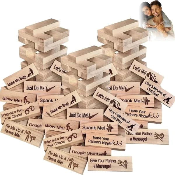 Super Naughty Blokk-Tårn Spill Paraktiviteter & Date Night Idéer 48X Blokker