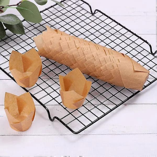 150 Stykker Mini Bakeformer Tulipan Bakeformer Muffinsformer for Bryllup Bursdagsfester som bildet viser