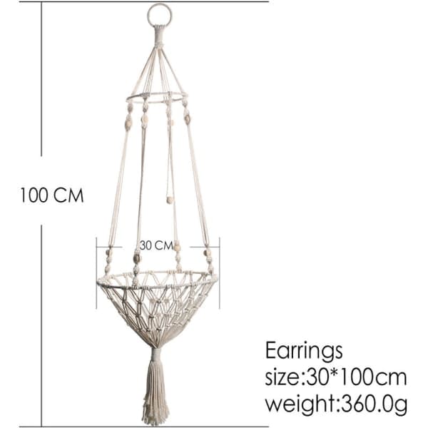 Træ macramé kattehængekøje og vævet bomuldsreb til ophængning (30*100cm)