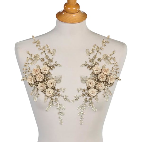4 stk 3D blomstrende applikationer broderet stof trim sy på patch til DIY brudekjole tøj dekoration