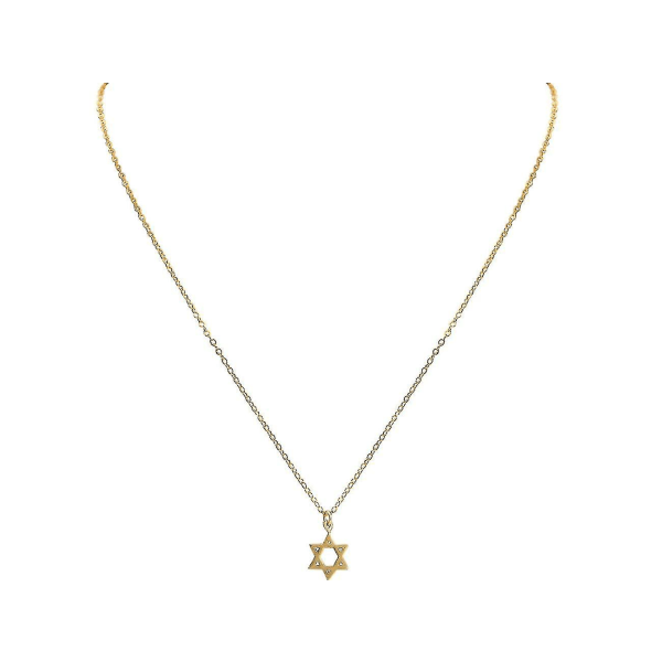 Halsband Davidsstjärna, Guldpläterat Silver 13mm