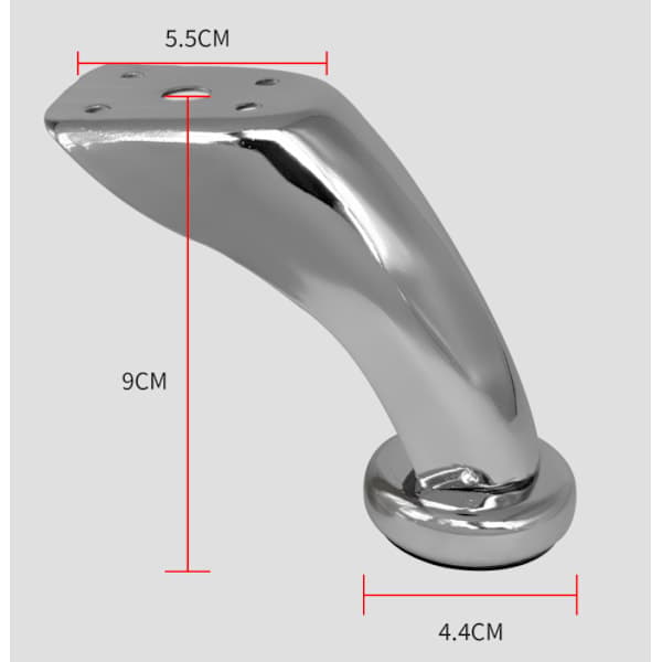 4 stk. forsterkede 9 cm sofaben i kaldvalset stål, møbelben, passer til sofa, stol, pall