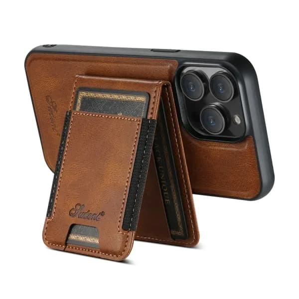 TS Kunstlærdeksel med MagSafe-kortholder for iPhone 15 Pro Max - Brun