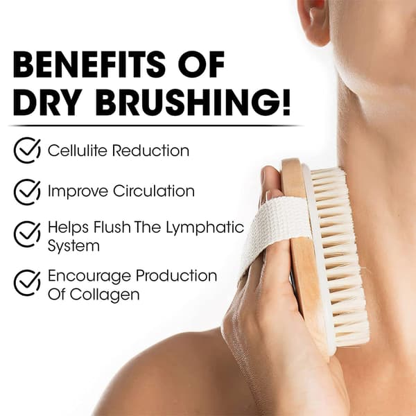 Dry Body Brush Beautifying Skin - Solid Wood and Boar Bristle