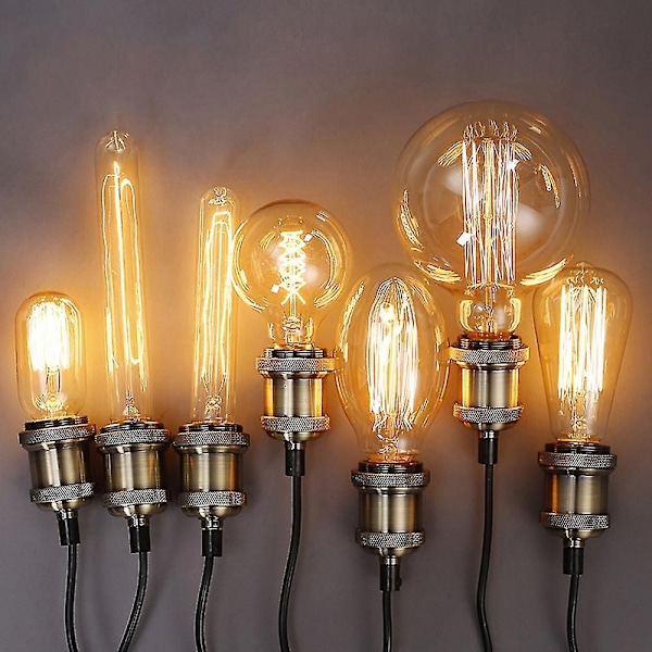 Edison Glødepære E27 40w 220v Retro Vintage Edison Glødepære Glødepærer Vintage Edison Lampe Retro Lys 6 stk (ST64 L, 6 stk)