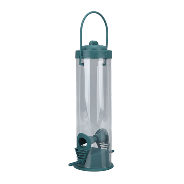Fuglefoderautomat Rør Hængende med 2 Porte Plast Transparent Finke Foderautomat til Terrasse Have Udendørs