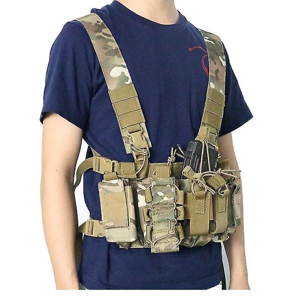 Justerbar Tactical Chest Rig Bag Radiosele Chest Front Pack Pouch hölster Militärväst Chest BCP