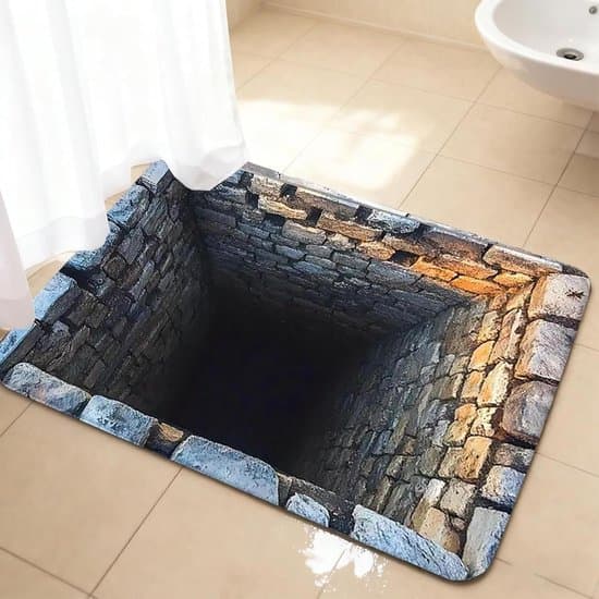 3D optisk illusjonsteppe, polyester, sklisikkert og vaskbart, for inngangsparti, stue, soverom og uteplass, 50 x 80 cm