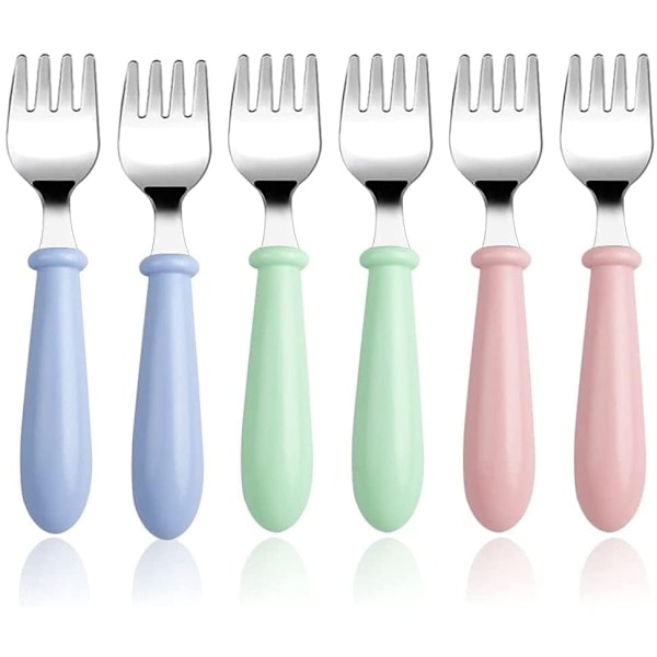6-pack Stainless Steel Forks for Kids, for Self Feeding