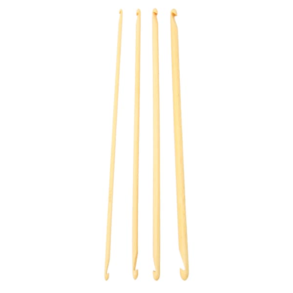 4 Tunisian Crochet Hooks 24 cm Long Different Sizes Non-slip Bamboo Double-ended Knitting Needles