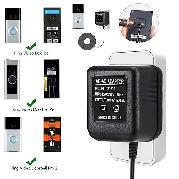 TS-18v 500ma Strømforsyning Batterioplader Adapter Til Ring Dørklokke Udendørs Eu Stik