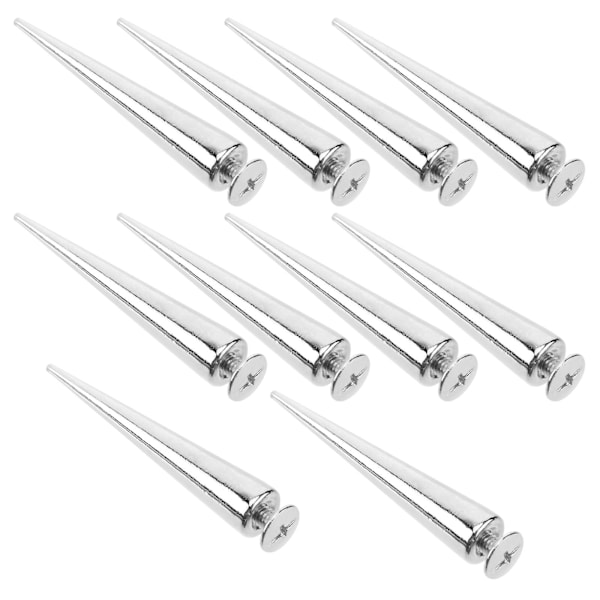 10-pack solida punk-spiknitar i metall och läder, silverfärgade koniska nitar