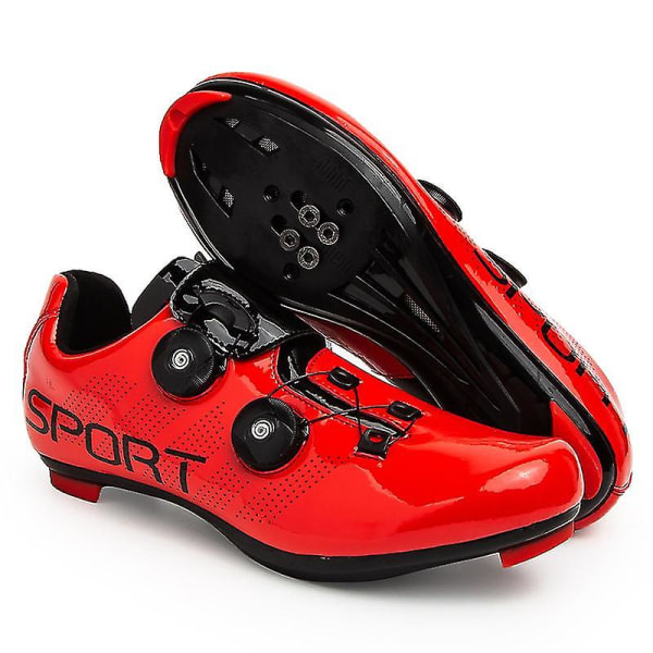 Nya skor för män och kvinnor utomhusfritid olåsta landsvägscykel mountainbike ridskor Cykelskor med anti-sladd set red 44