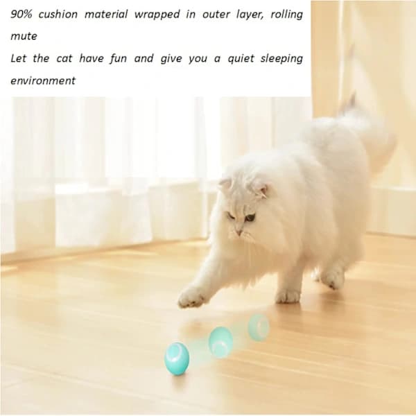 Interactive Cat Toy - Smart USB Rechargeable Cat Ball - Cat Toy with Light - Gift - Blue