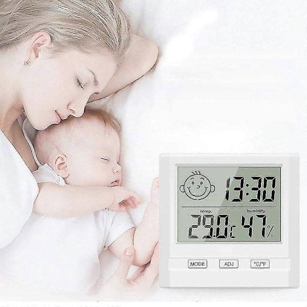Digital Inomhus Hygrometer Termometer med Tidsvisning - Perfekt