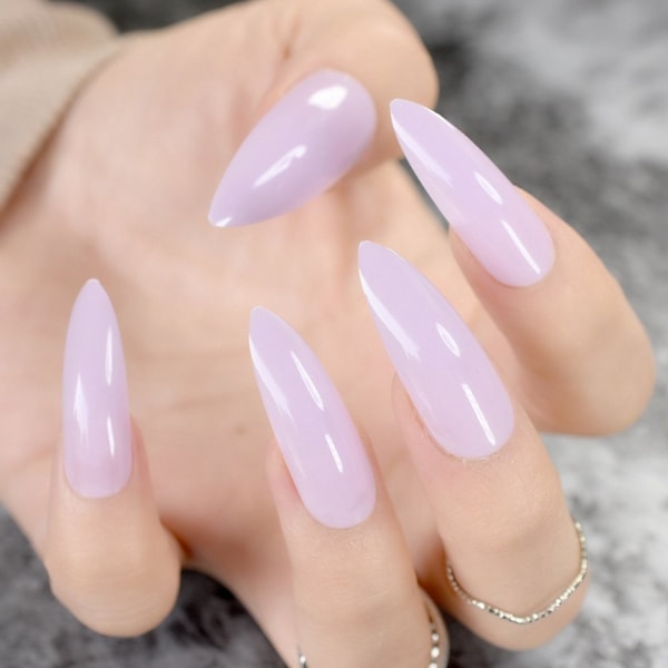 24 stk/sæt Ren Lys Lilla Falske Negle Ekstra Lange Spidse Stiletto Neglespidser Sød Farve Makeup Manikyr til DIY Negle Z752