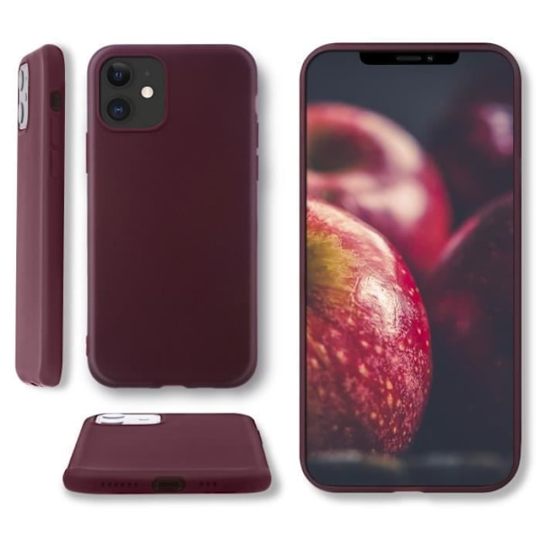 Moozy Minimalist Series Silikonpuhelin Kotelo iPhone 11:lle, Burgundi - Mattainen Pinta, Pehmeä Ohut Kotelo