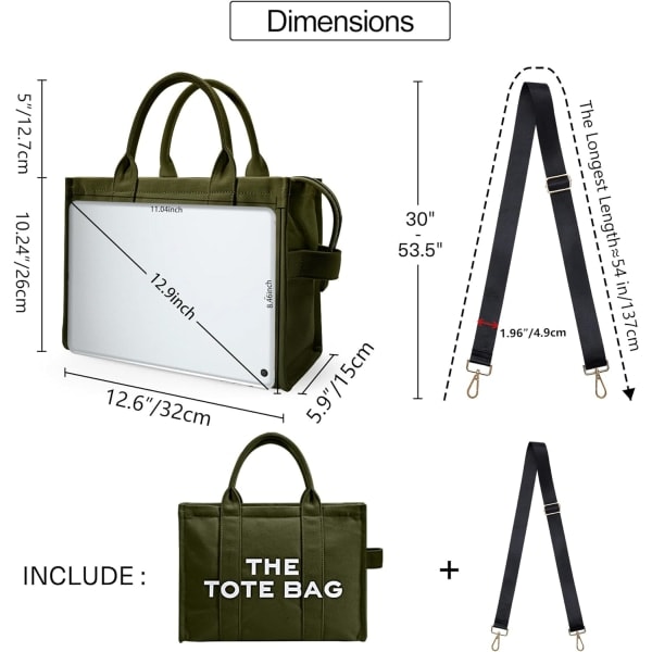 Kassi Dam Canvas -kassit Paksuuntuvat Canvas Crossbody Olkalaukut Vetoketjulla Ja Olkahihnalla Työhön Kouluun Matkoille Ostoksille