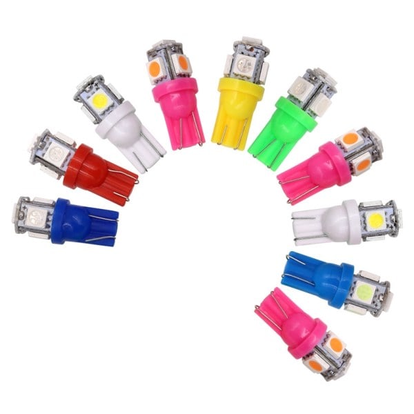 T10 w5w LED med 5st 5050SMD Gul-chip 12v DC 10-pack - Perfekt