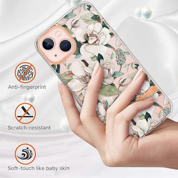 For iPhone 13 Blomster og Planter Serie IMD TPU Mobilskall