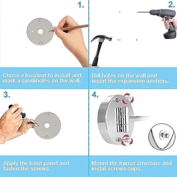 Wall Mounted Mirror with LED and 10x Magnification, 360° Swivel