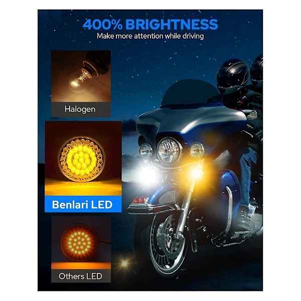 TS-Led Blinkers Glödlampor, 2 tum Främre Bakre Svartfinish Lampor Röktonade Linser Kit För Touring Softail