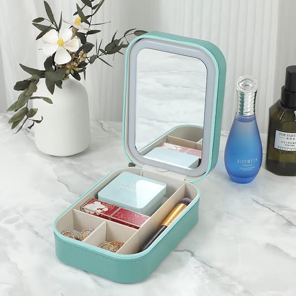 1 stk. Rosa Multifunktionel LED-lampe Makeup Spejl Makeup Taske