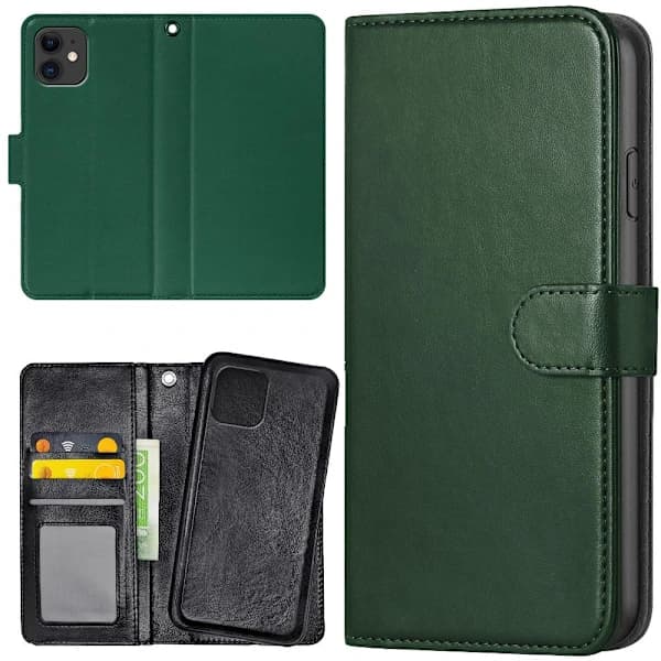 iPhone 12/12 Pro - Plånboksfodral/Skal Mörkgrön Mörkgrön grön