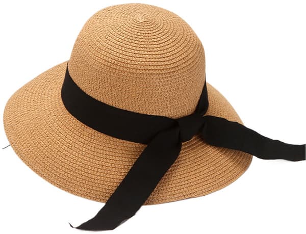 Solhatt for kvinner med bred brem, papyrus, UPF80+ UV-beskyttelse, sammenleggbar brem, strandreise, hvit, M-L 56-58 cm