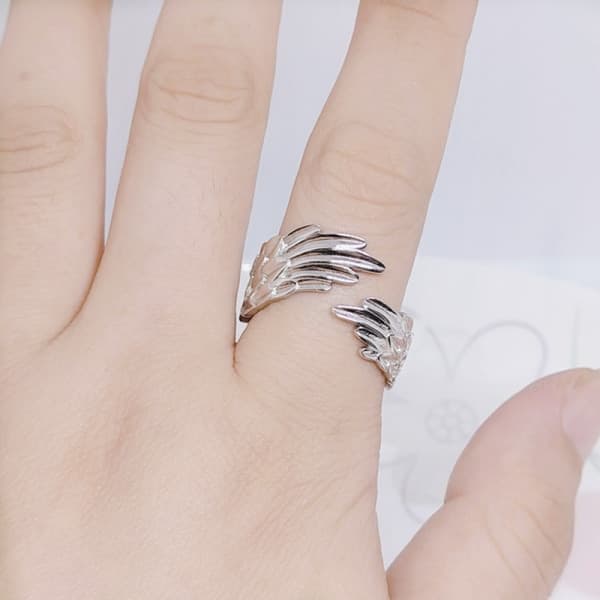 925 Sølv Engelvinge Fingerring Åpne Ringer Justerbar Kvinne