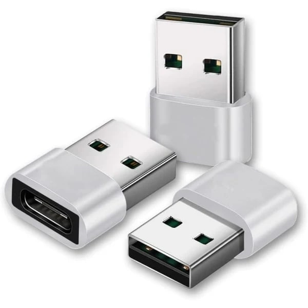 USB til USB C-adapter [3-pakning], USB-adapter, USB A til USB C, iPhone-ladekontakt, USB C-kontaktkonverter for iPhone