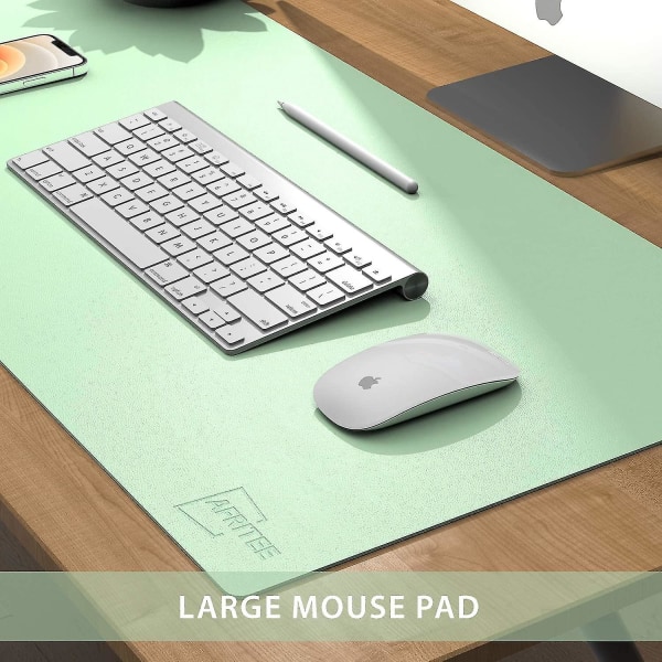 Sunrain Desk Pad Protector Mat - Dual Side Pu Läder Skrivbordsmatta Large Light Green-Greenish Blue 35.4* 17