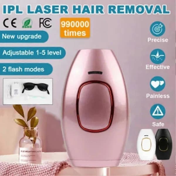 Smärtfri Laser Hårfjerningsenhed, Multifunktionel Sikker Epilator, 5 Tilstande Hårfjerningsenhed, til Kropsbrug Hvid AU Stik