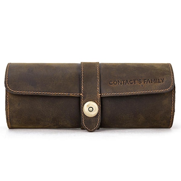 TS-Contacts Familie 3 Slots Ur Rulle Display Opbevaringsboks, retro Ko Læder Rejse Ur Etui, håndled Je