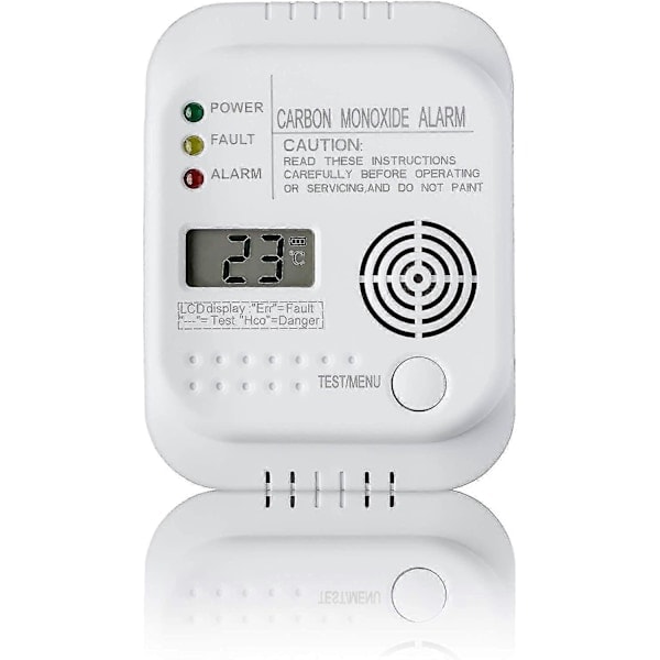 Kolmonoxiddetektor, batteridriven, gasdetektor med display och temperaturmätare fri frakt{HH}