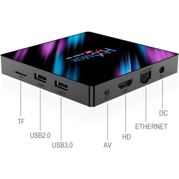 H96 Max Android 10.0 TV Box 2GB RAM 16GB ROM, Penta-Core Mali-450, RK3318 Quad-Core 64bit Cortex-A53, H.265 Avkodning 2,4GHz/5GHz WiFi Smart TV Box EU 4GB/32GB
