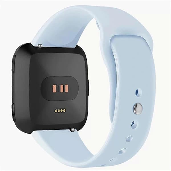 Enkelt rullet silikonearmbånd til Fitbit Versa 1/2/Lite Erstatningsarmbånd - Sort Multicolor Babyblå