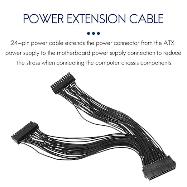 TS-Atx 24pin 1 til 2 Port Strømforsyning Forlængerkabel Psu Han til Hun Splitter 24pin Forlængerkabel
