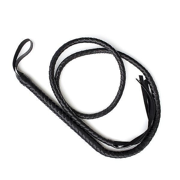 1,9 m Bullwhip Läder och Mocka Flätade Svansar Hästsportpiskor (svart)-E-Perfet