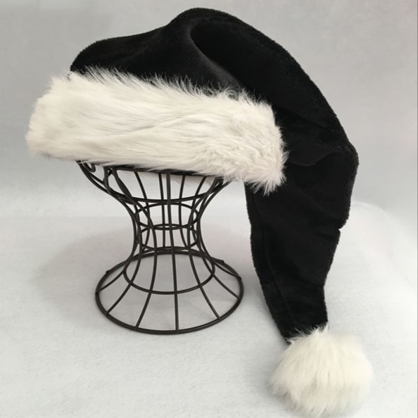 75 cm Voksen Barn Sort plys lang julehat Julekostume Pompom Julemandshue Festival Festartikler Gaver
