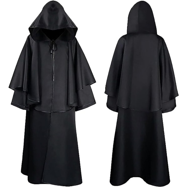 Herr Steampunk Kappe med Hætte Middelalder Kostume Vampyr Victorian Langærmet Kjole Halloween Kostume Herr Store Størrelser Dødsdragt Karneval