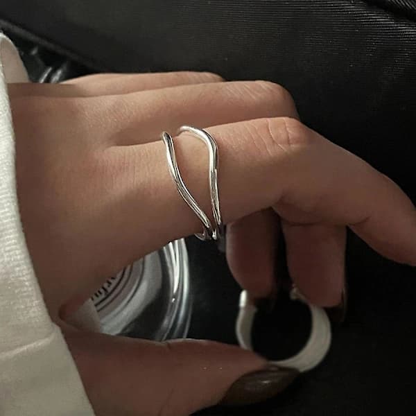 2 stk. Lagdelt Design Ring Personlig Flere Lag Streng
